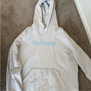 Madhappy Light Gray Hoodie with Blue Logo